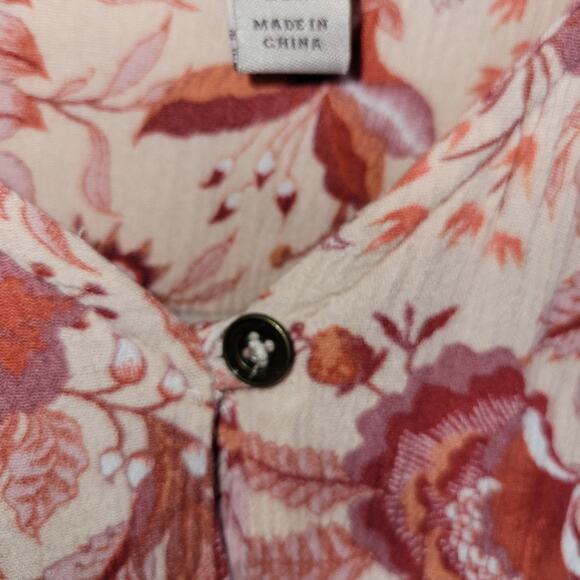 Knox Rose Boho Shirt Dress XL Low High Floral Button Front Tassel Belt Pink - Picture 7 of 13